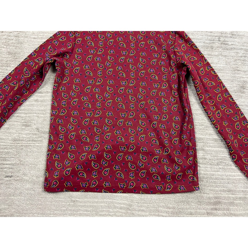 Youngland Turtleneck Women M Burgundy Paisley Floral Vintage 90s Long Sleeve Top - Picture 13 of 14